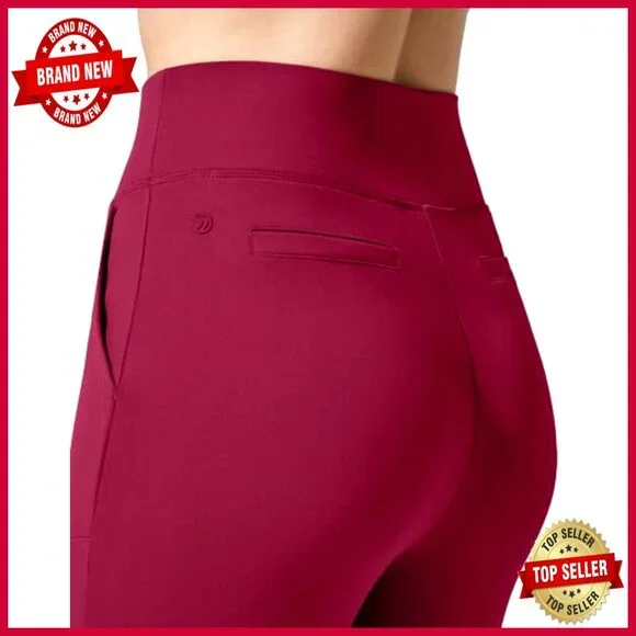 Fleece Lined Flare Yoga Pants High Waist Thermal Leggings with Pockets - Picture 2 of 6